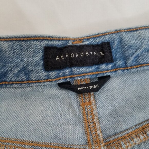 Aeropostale Cut-Off Denim Mini Skirt SIZE 4  Distressed Raw Y2K High Rise Button - Picture 8 of 10